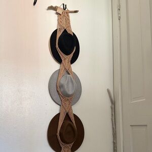 Neutral Macramé Hat Hanger light brown